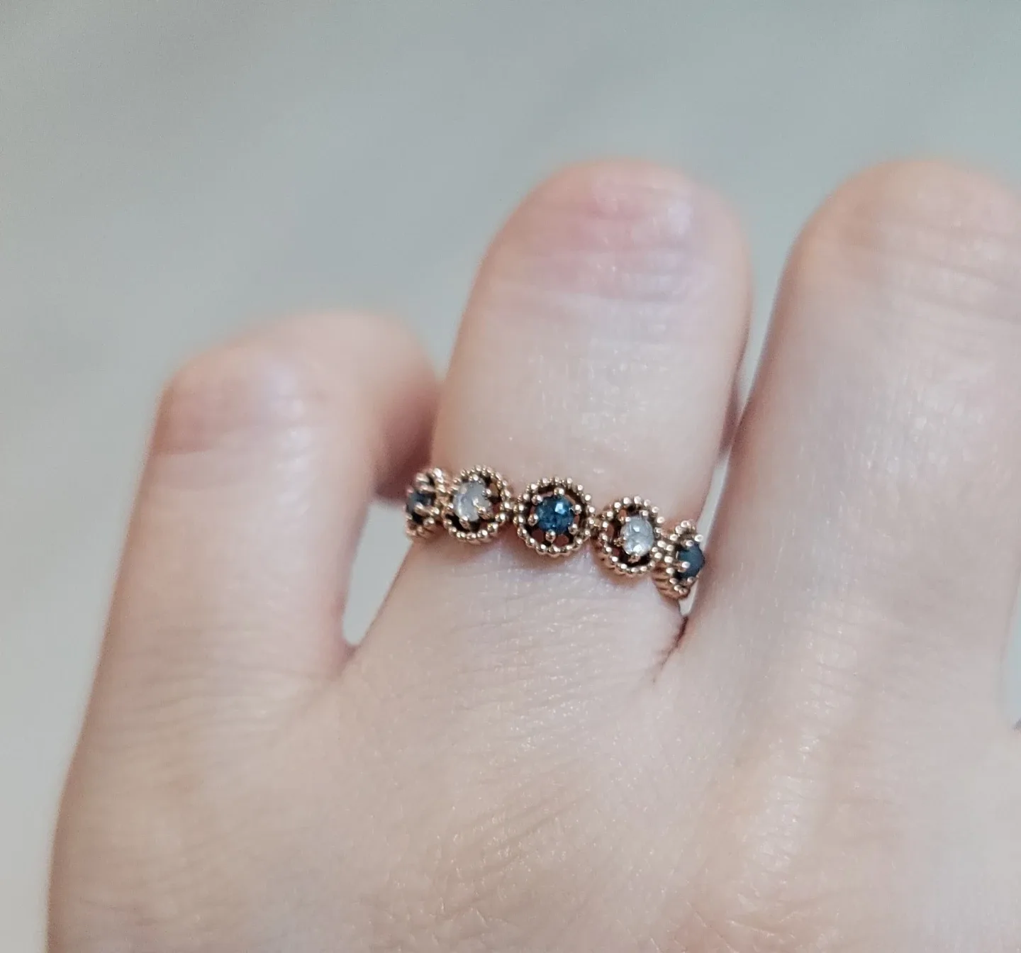 14k 러프 다이아 로즈골드 반지 10호 청바지랑도 잘어울리는 반지