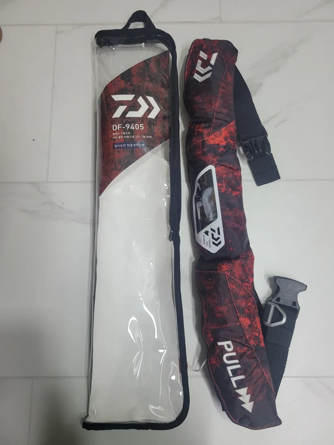 다이와 DF-9405 팽창식 허리 구명조끼 레드