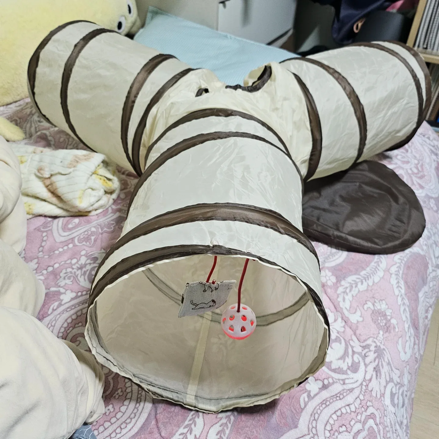 하마테 고양이 Y자 터널 베이지브라운