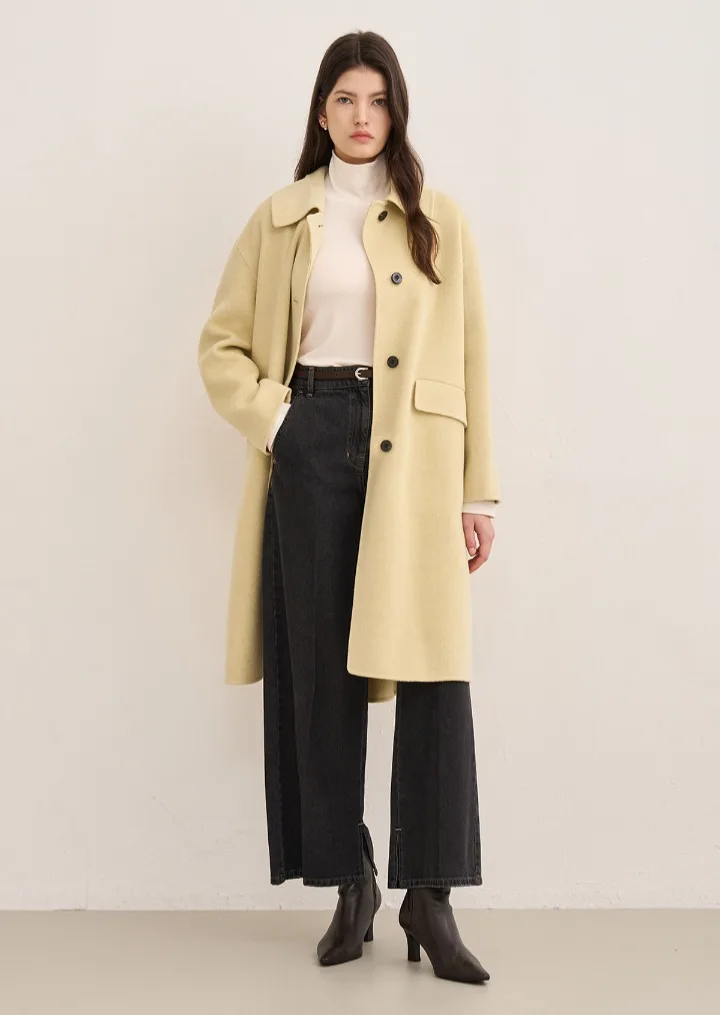 새상품급) 한섬 SJSJ 핸드메이드 램스울 캐시미어 코트