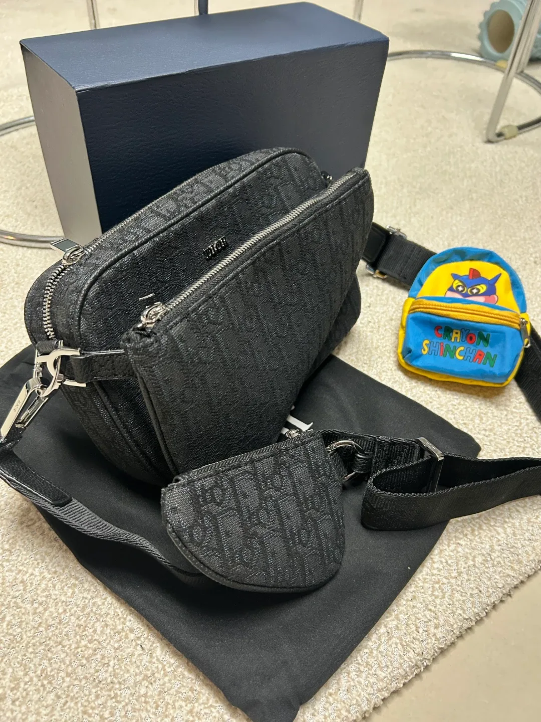 디올 오블리크 메신저백 블랙 파우치 세트