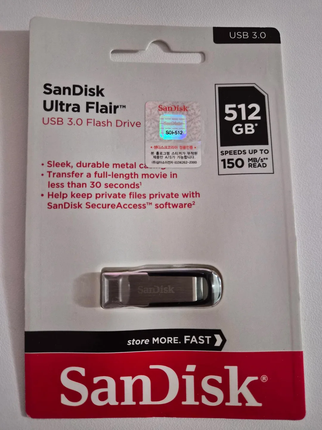 샌디스크 Ultra Flair 512GB USB 3.0 새제품