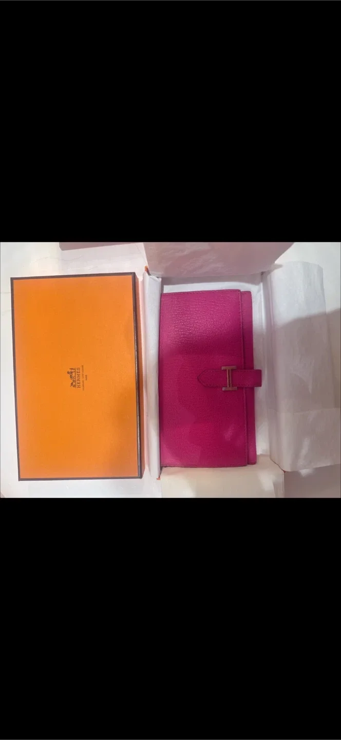 Hermes 에르메스 H 금속 버클 장지갑