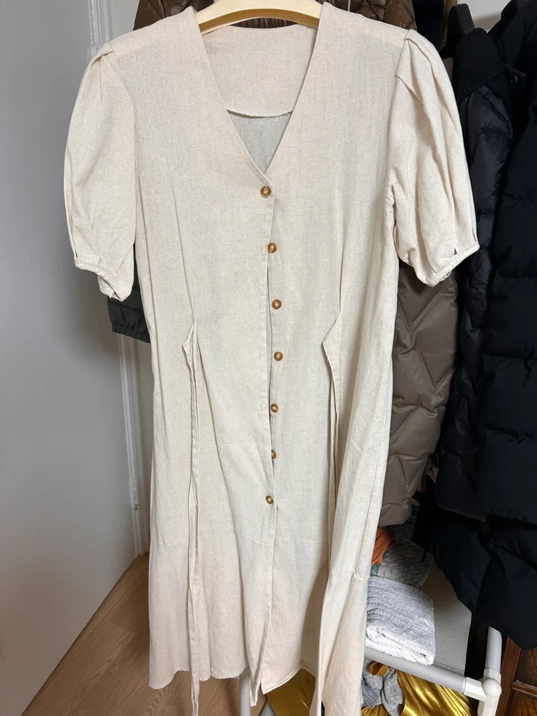 아이보리 린넨 롱 원피스