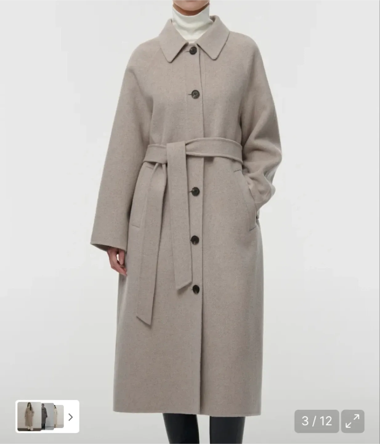 새상품급 xs 무신사 우먼즈 캐시미어 블렌드 핸드메이드 발마칸 로브 코트 [오트밀