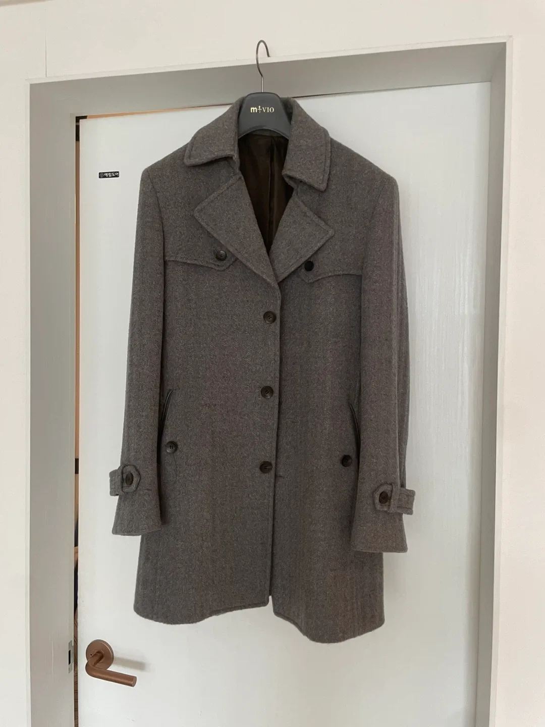 (새상품)mvio 남성 모직 코트 회색 (모100%)