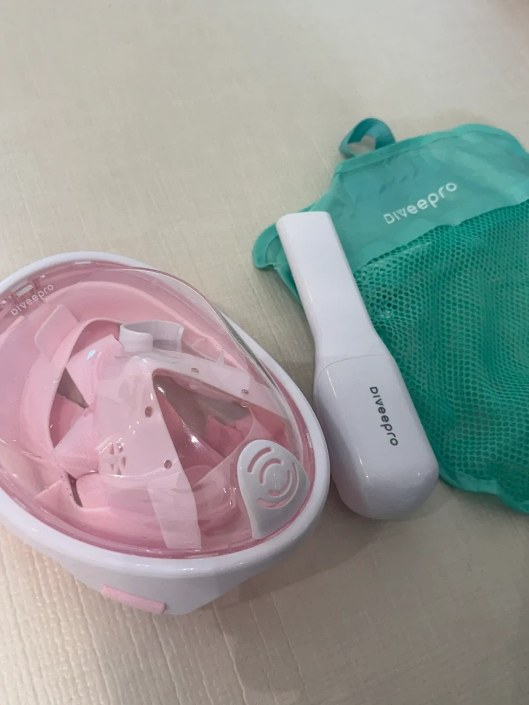 다이비프로 풀페이스 스노클링 마스크 핑크 xs