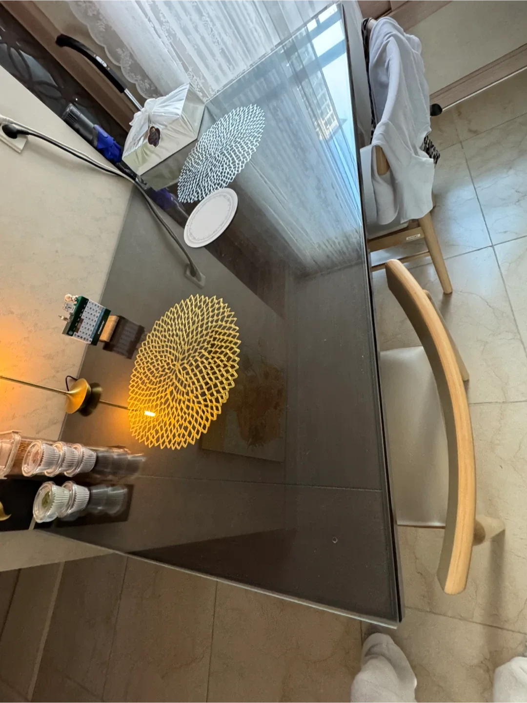 유리 상판 테이블 & 의자 세트