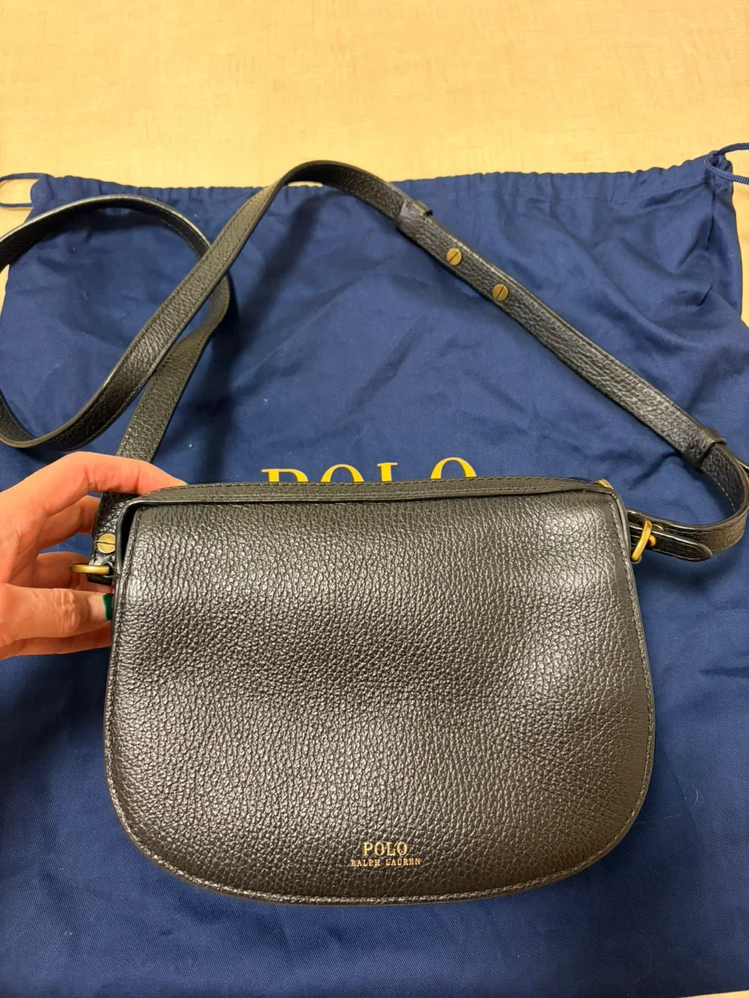 폴로 랄프로렌 블랙 가죽 크로스백(백화점정품)