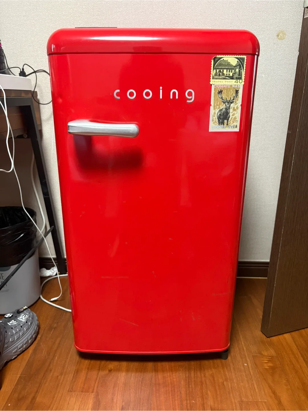 쿠잉 레트로 미니 냉장고 빨강