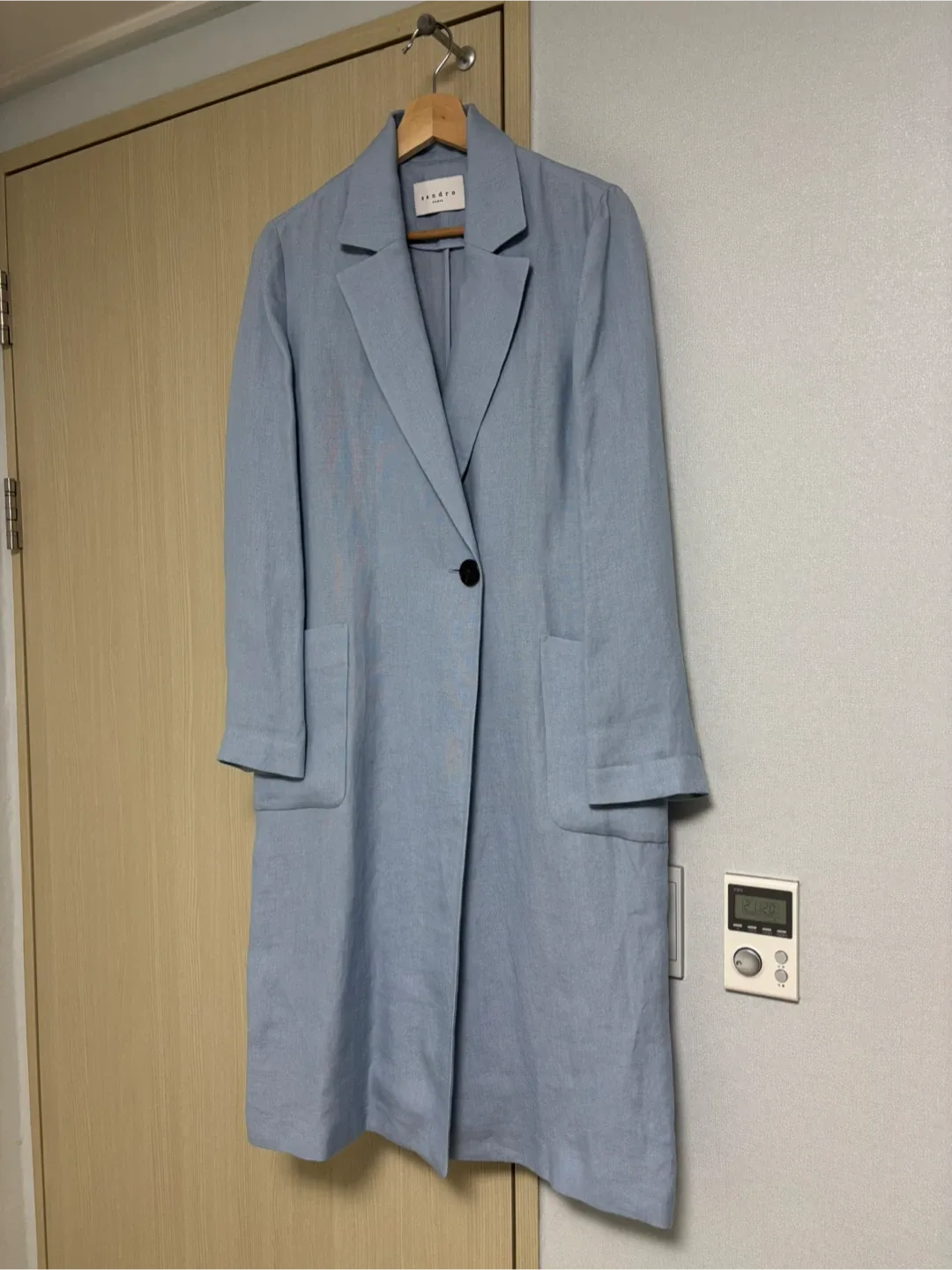 Sandro 린넨 하늘색 코트 35