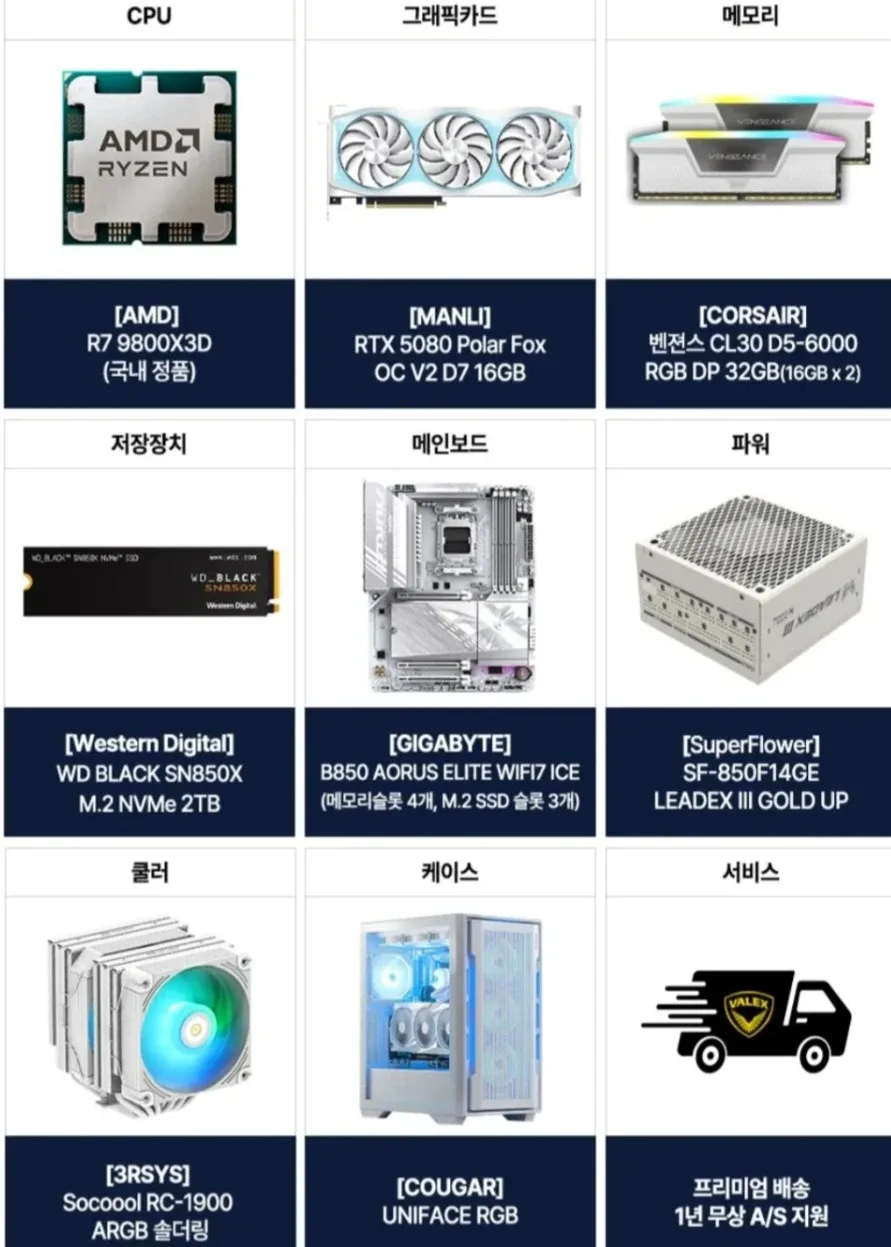 9800X3d 5080 미사용 새 것