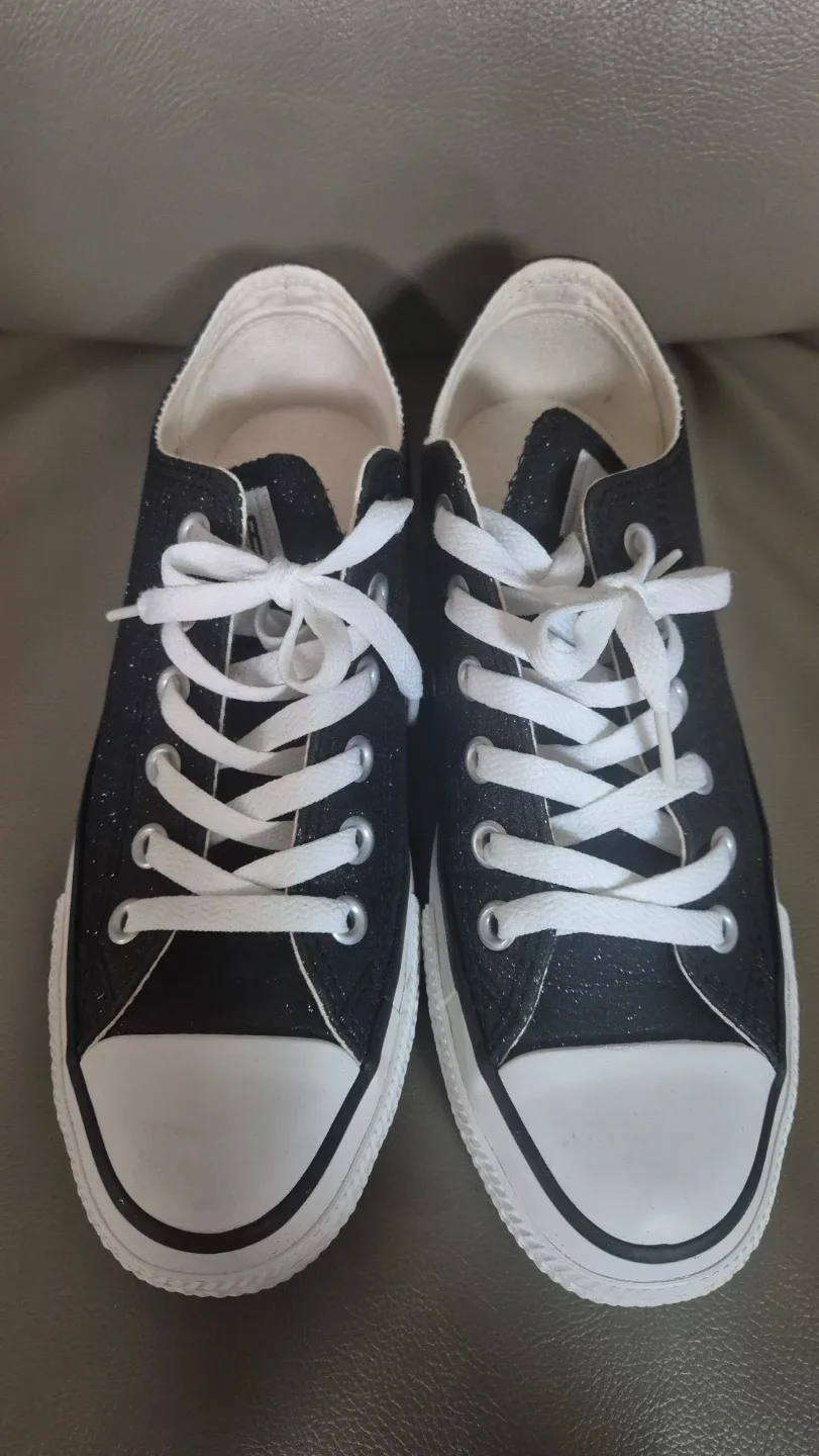 컨버스 올스타 블랙 글리터 플랫폼 운동화