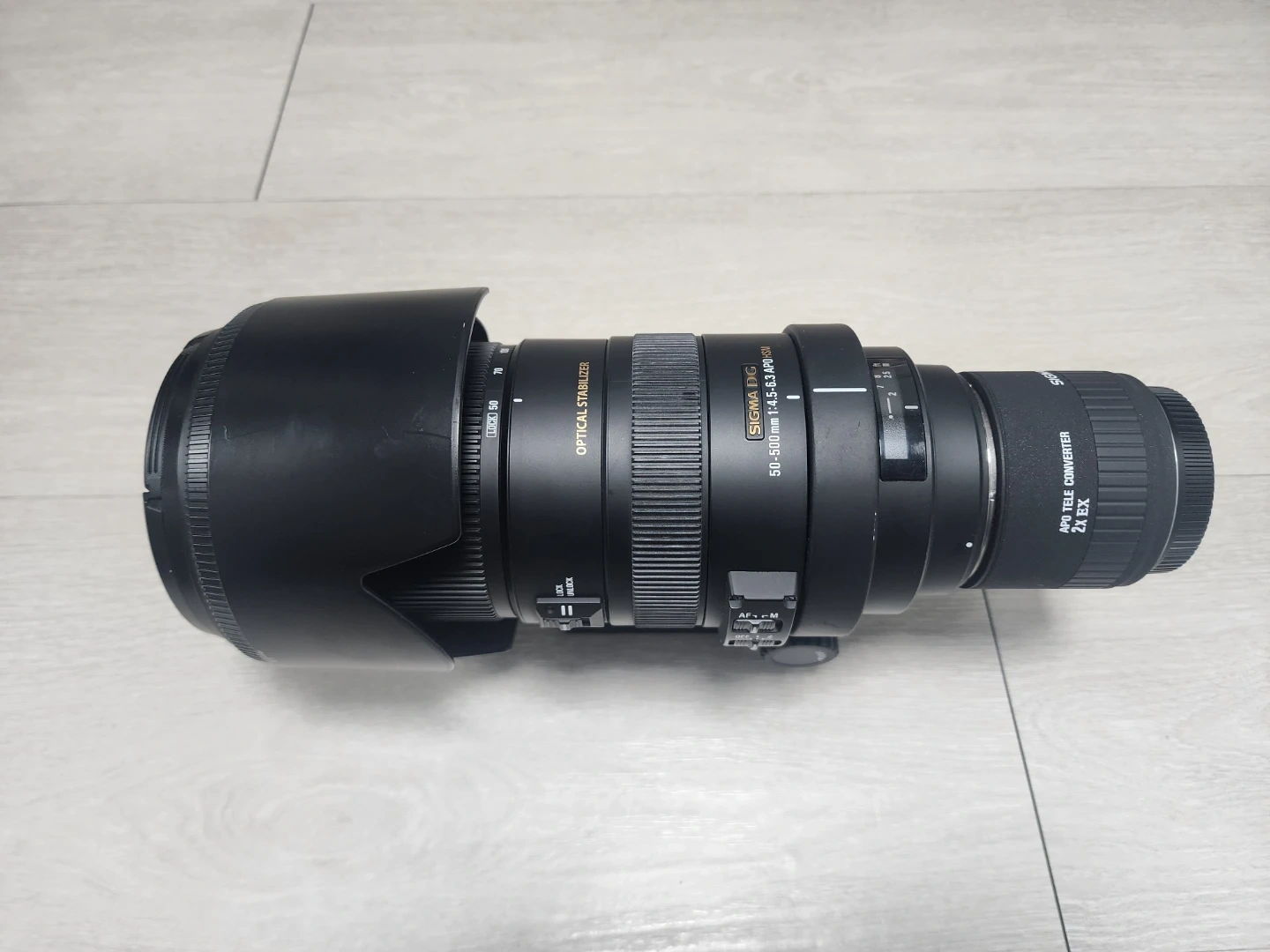 시그마 SA마운트(시그마마운트) 50-500MM F4.- 6.3 APO HSM OS랑 2X 텔레컨버터 일괄 팝니다