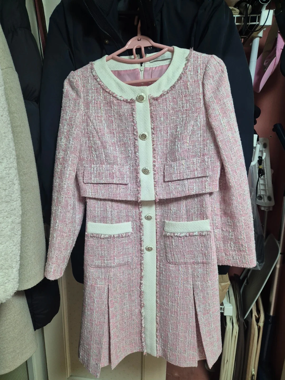 하객룩으로 좋은 트위드 원피스 + 블라우스 2종