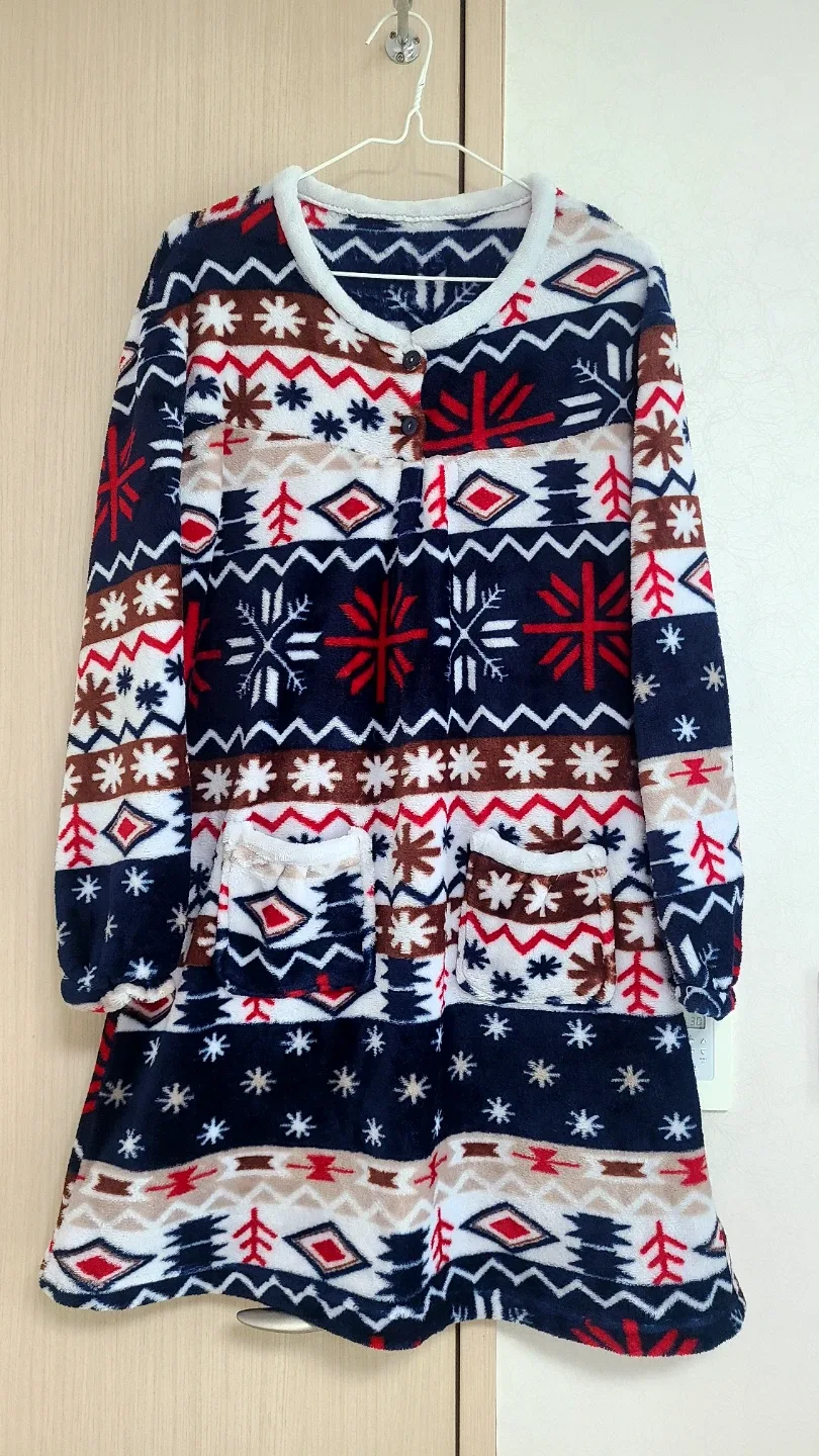 (미착용)융기모 눈꽃 패턴 롱 원피스