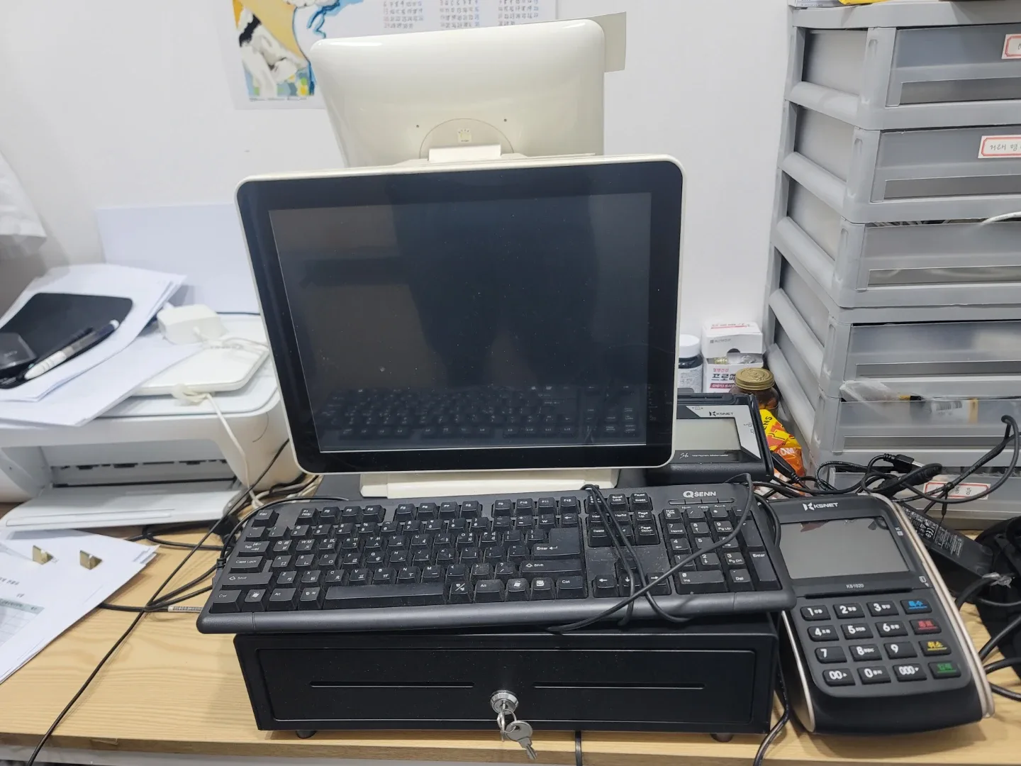 솔라포스 포스기 세트 (키보드, 카드단말기, 돈통 포함)