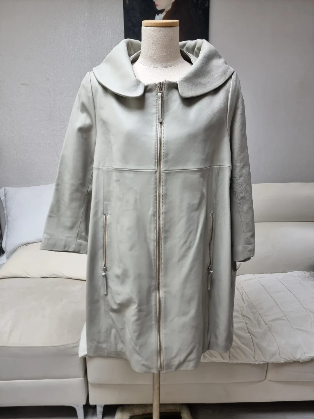 <새상품> 헤스티지 모피 천연가죽 양가죽 무스탕 코트 자켓 88사이즈