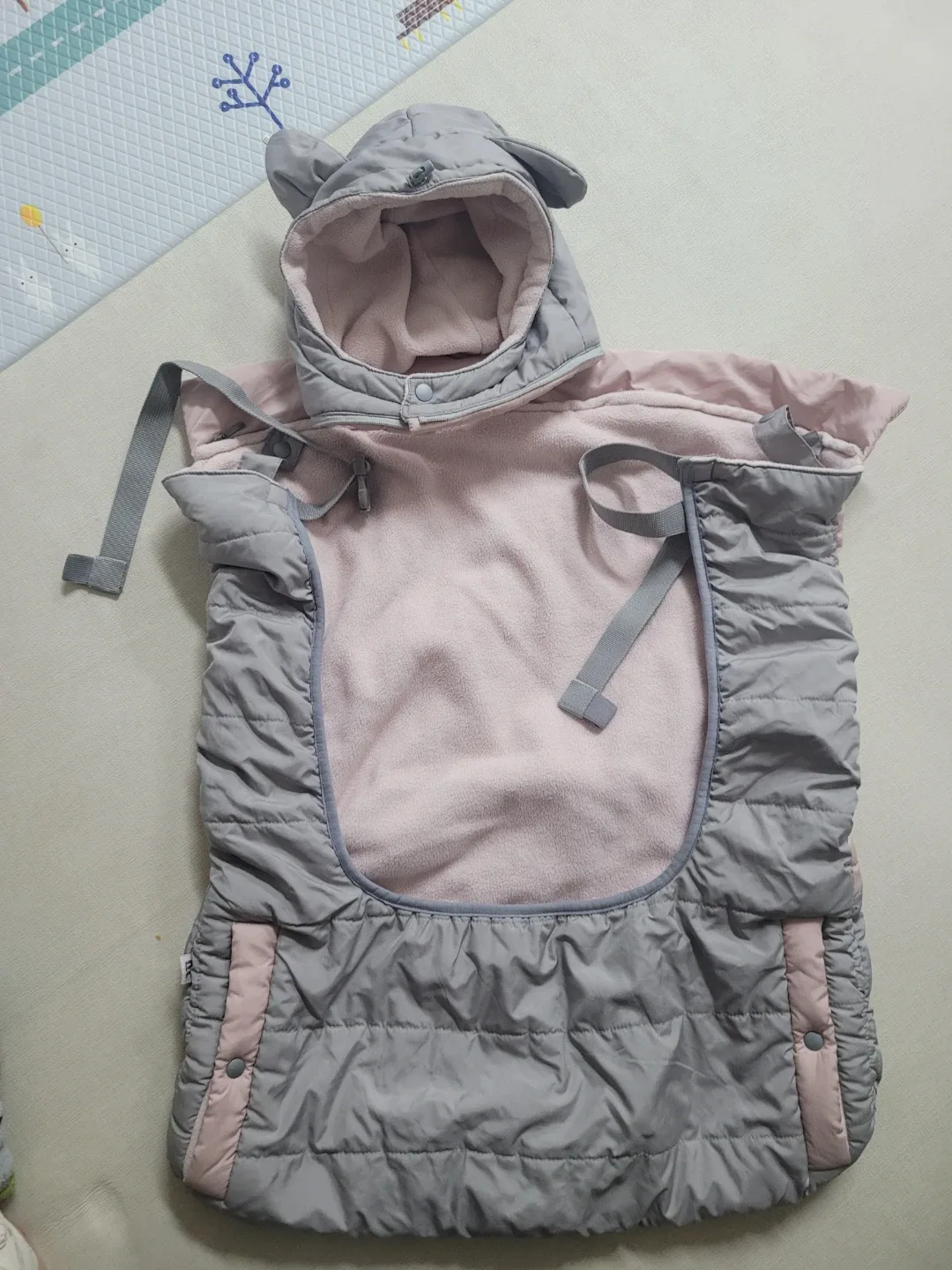 베이비머핀 아기띠 워머 그레이/핑크
