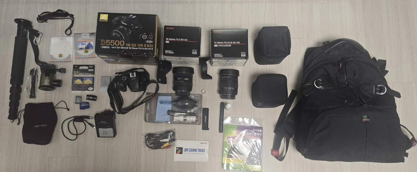 니콘 D5500 DSLR 카메라 + 시그마 렌즈