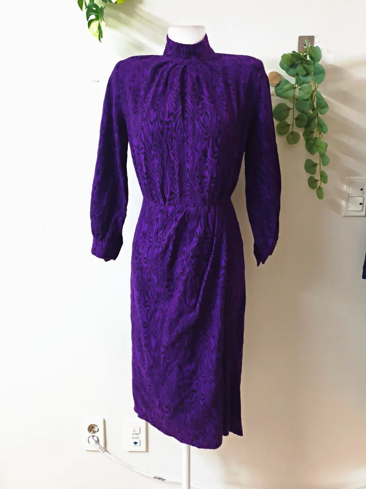 디올 프레타포르테 정품 55 모크넥 롱원피스 80-90s 퍼플