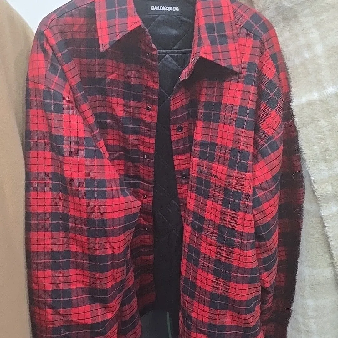 36 XL 발렌시아가 체크 패딩 셔츠