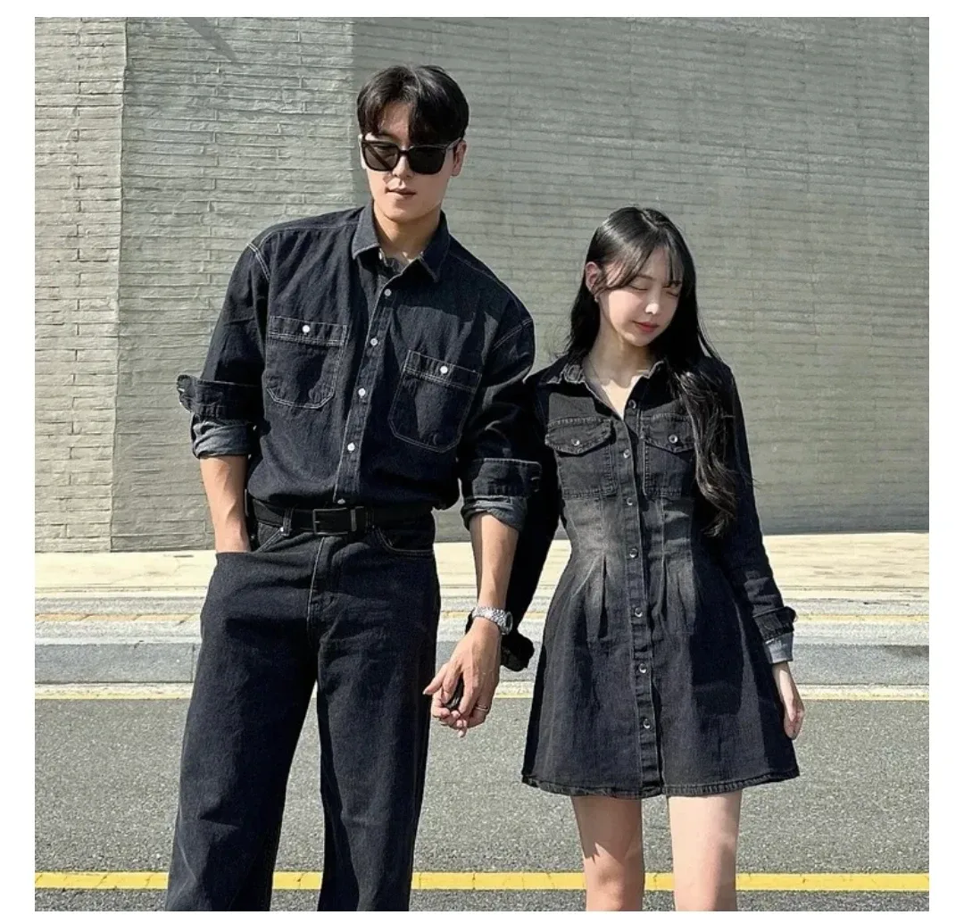 에이블리 데님 흑청 원피스(새상품)