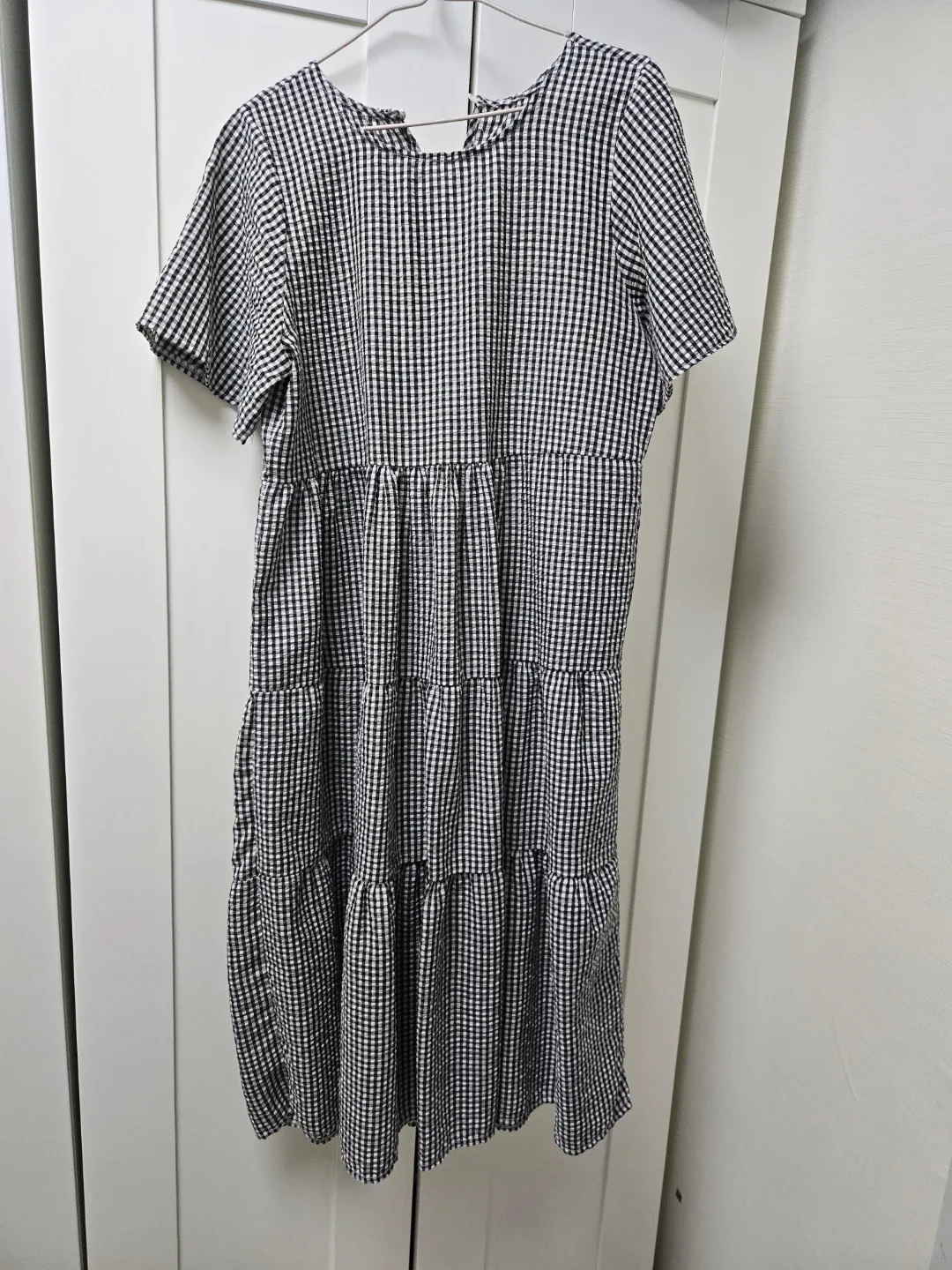 체크 3단 프릴 원피스