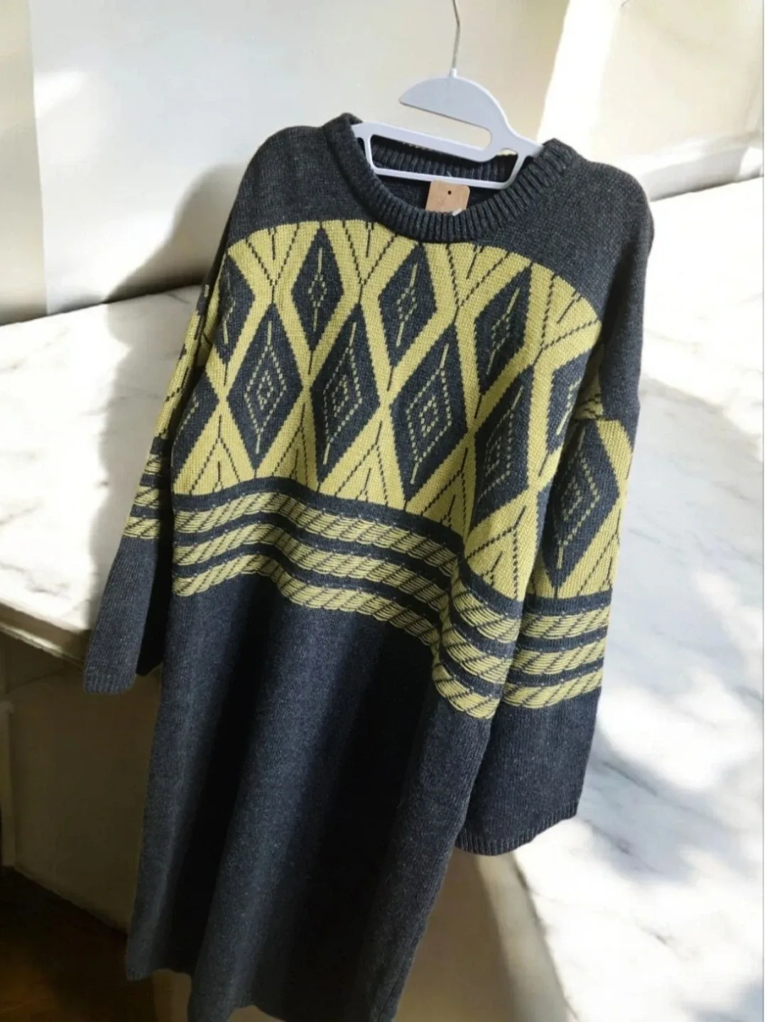 🎈소재좋은 다이아몬드 울패턴 니트 롱 원피스