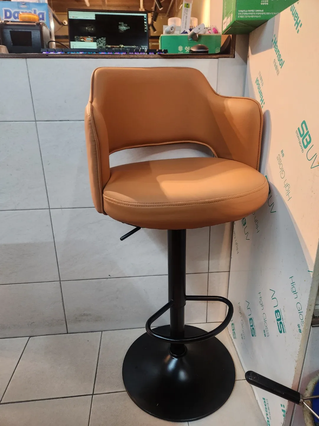 브라운 바 스툴 아일랜드 식탁 의자