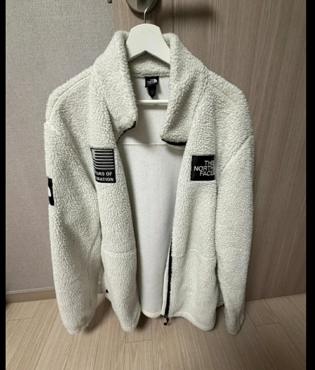 노스페이스 플리스 자켓 아이보리 xxl