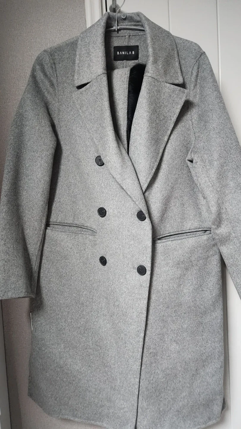 바닐라비 회색 더블 코트 90