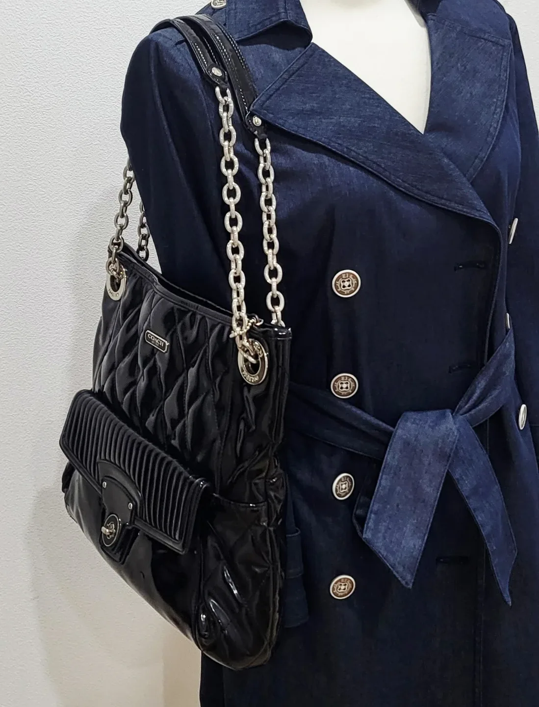 COACH  퀼팅 체인 숄더. 크로스 백