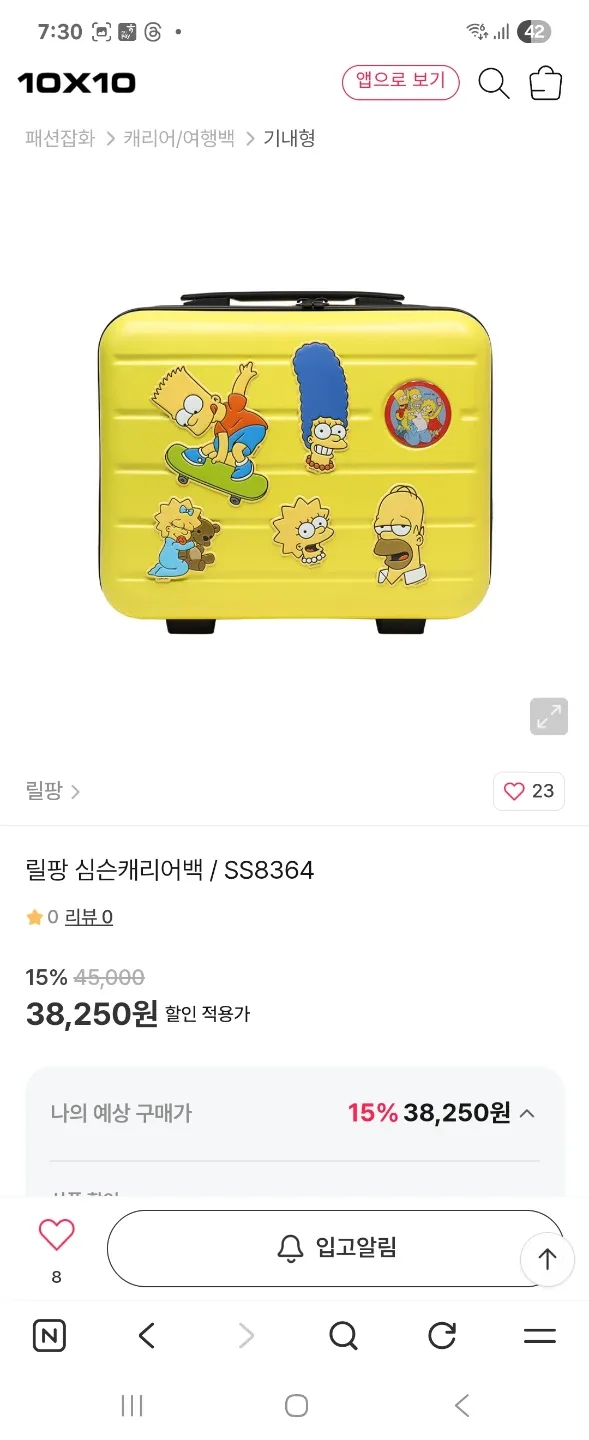심슨 DIY 캐리어백