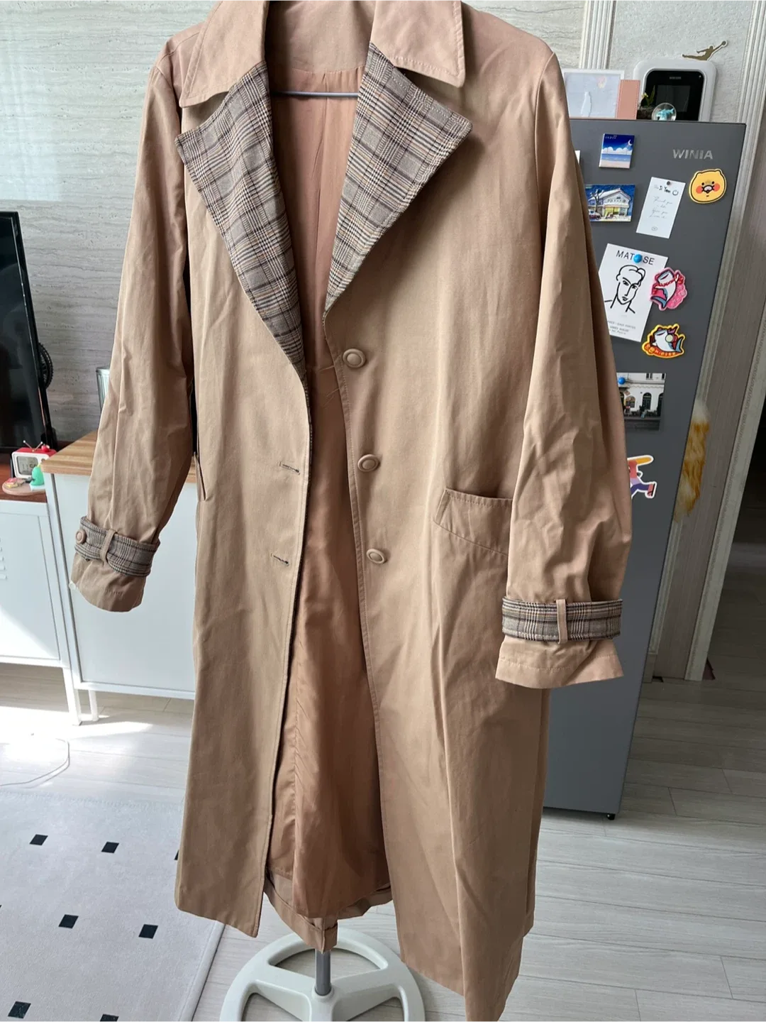 베이지 롱 트렌치 코트