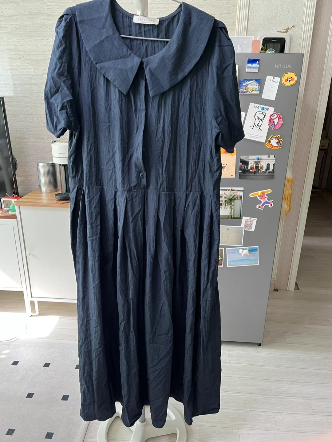 레인드롭 네이비 롱 원피스