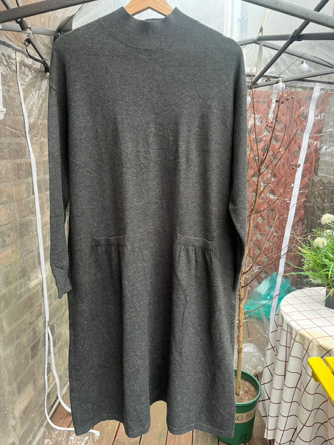 [빅사이즈보세요]멜본 회색 니트 롱 원피스