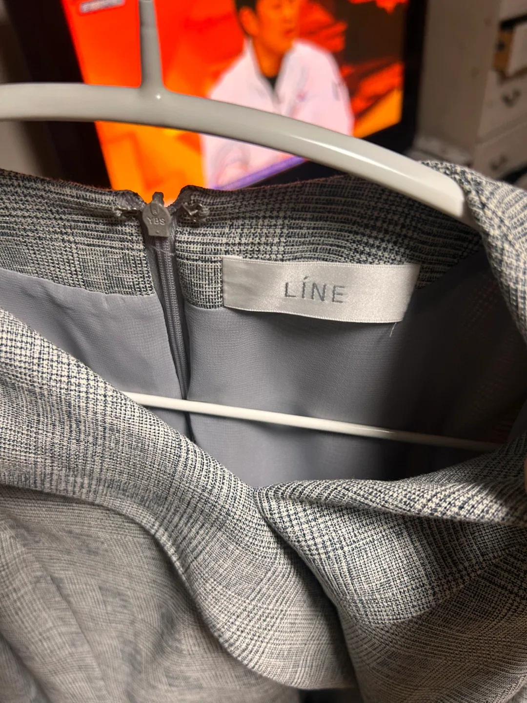 LINE 라인 체크 패턴 원피스 55사이즈