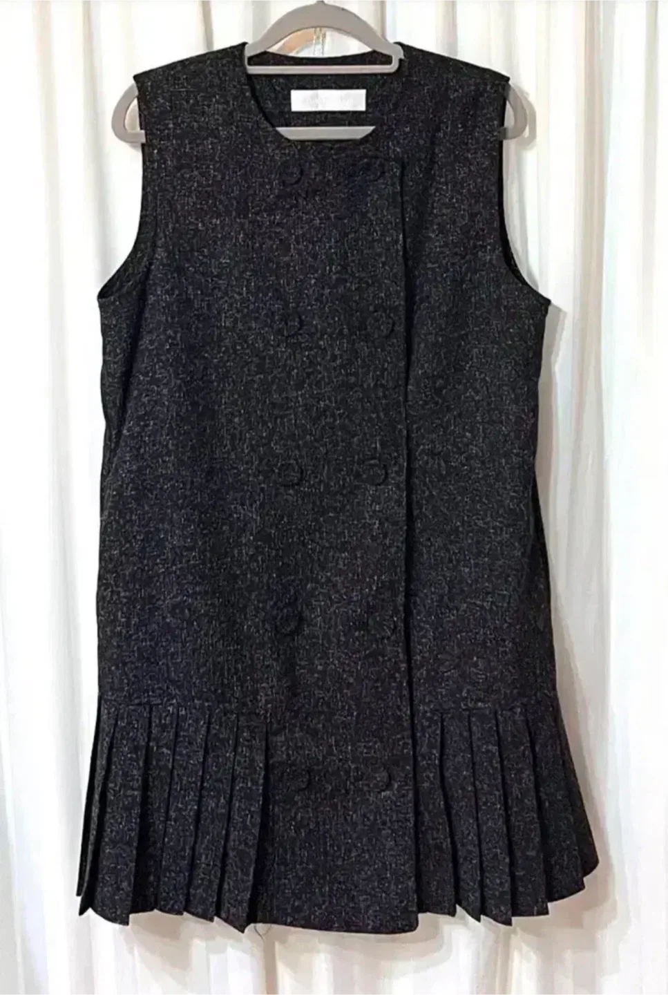 Yes, Please 블랙 플리츠 트위드 조끼 베스트 원피스 거의새것