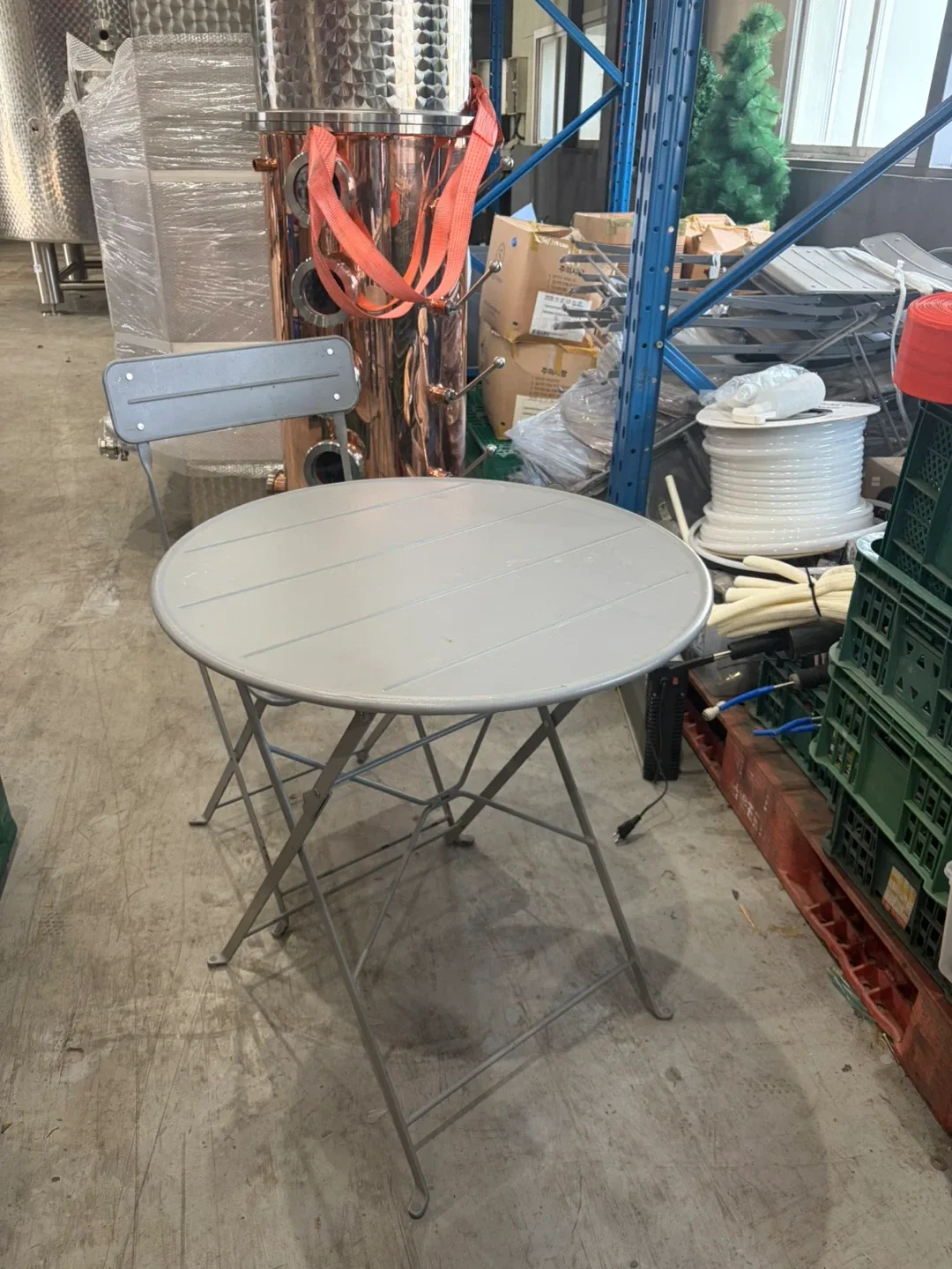 이케아 원형 접이식 철제 테이블+의자 세트
