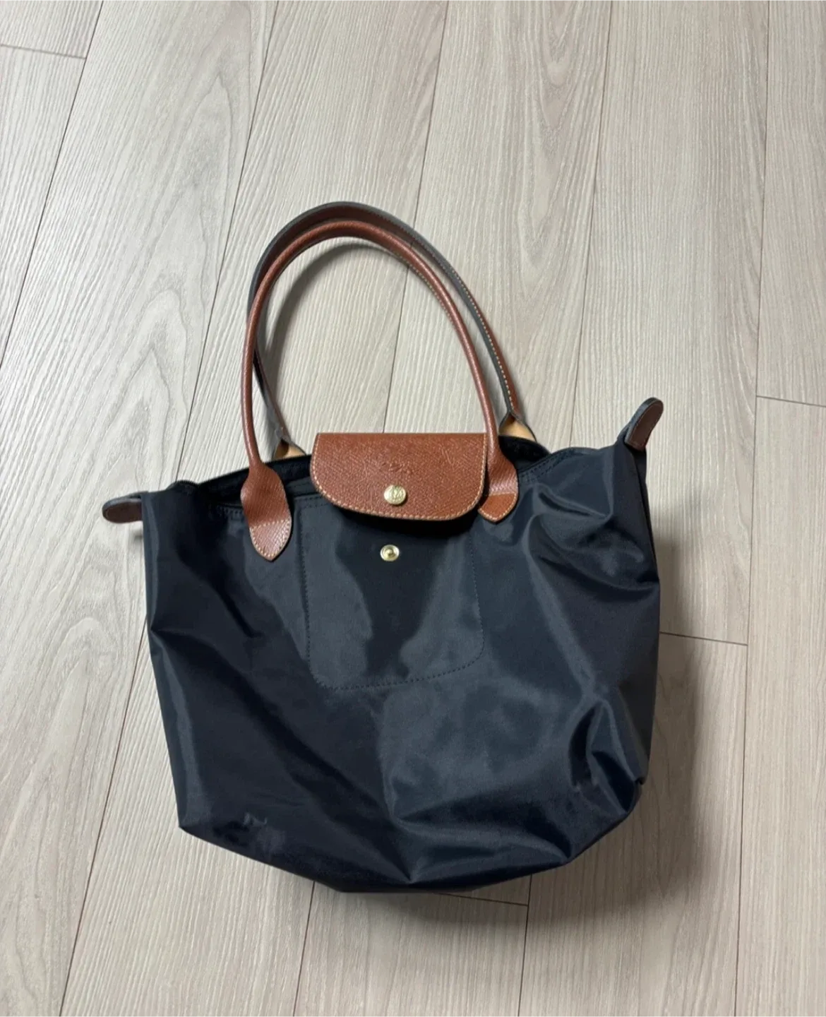 롱샴 르 플리아쥬 토트백 블랙M