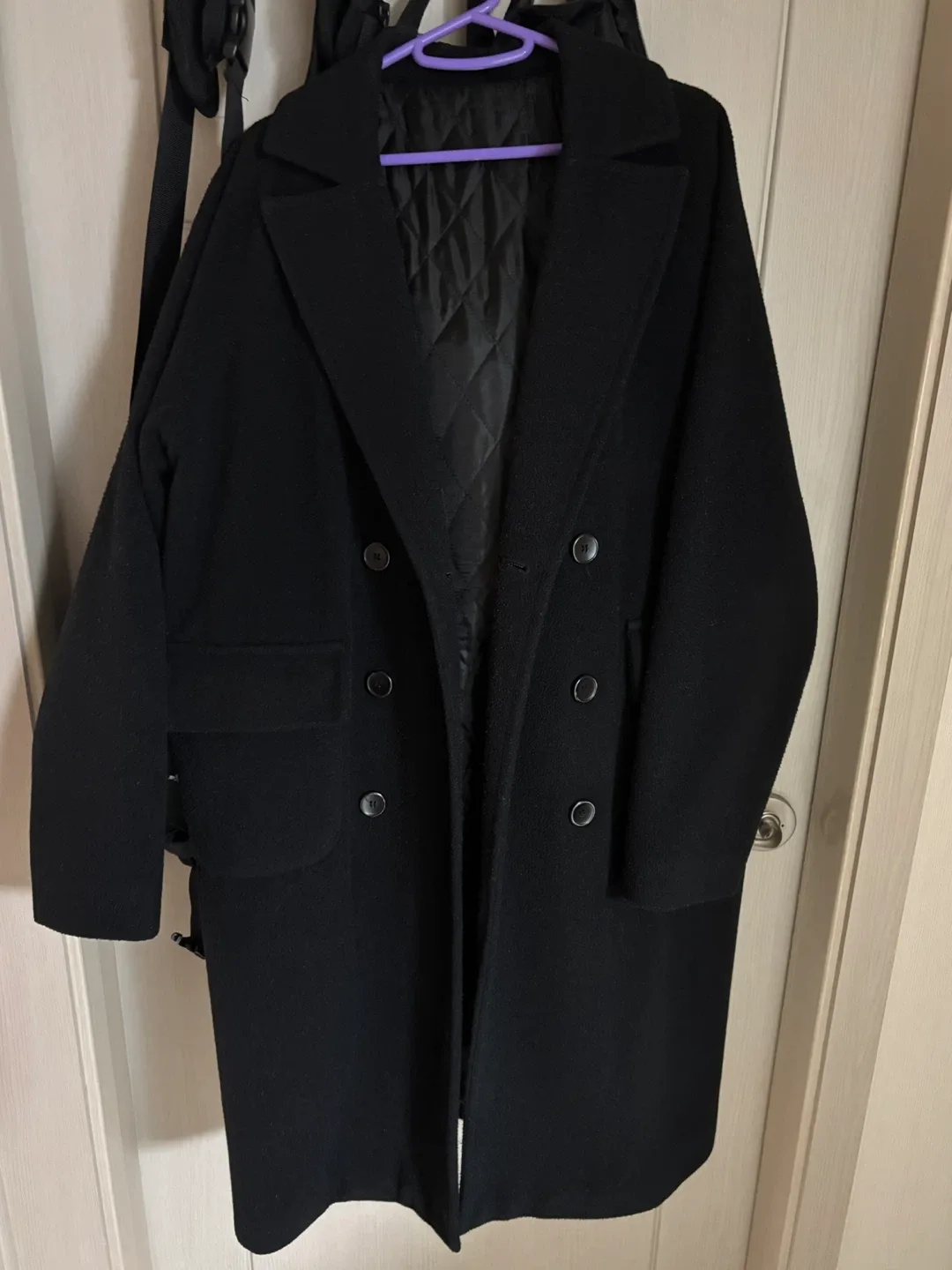 블랙 더블 롱 코트