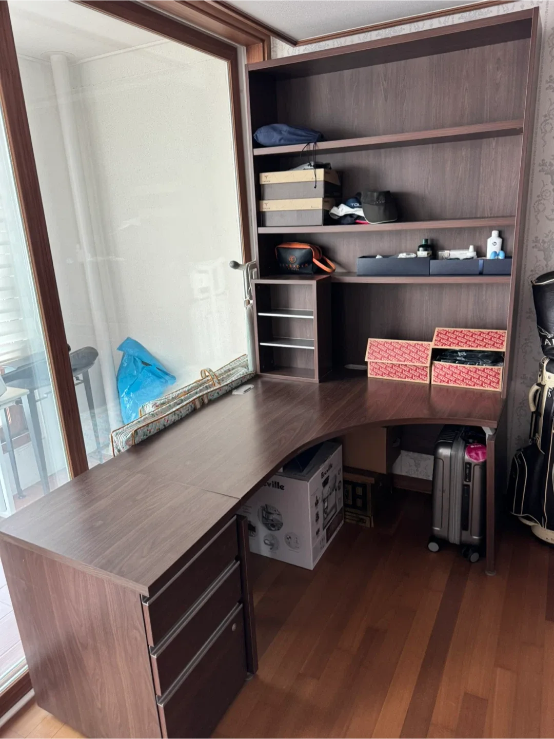 코너형 책상 & 책장 세트