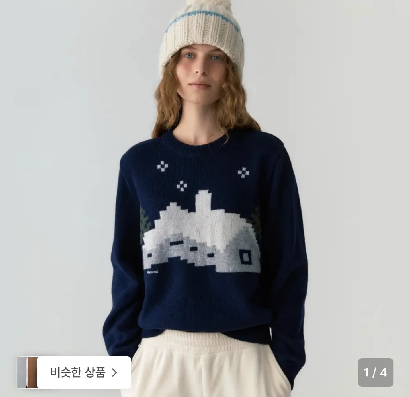 드파운드 니트 snow cabin wool knit navy