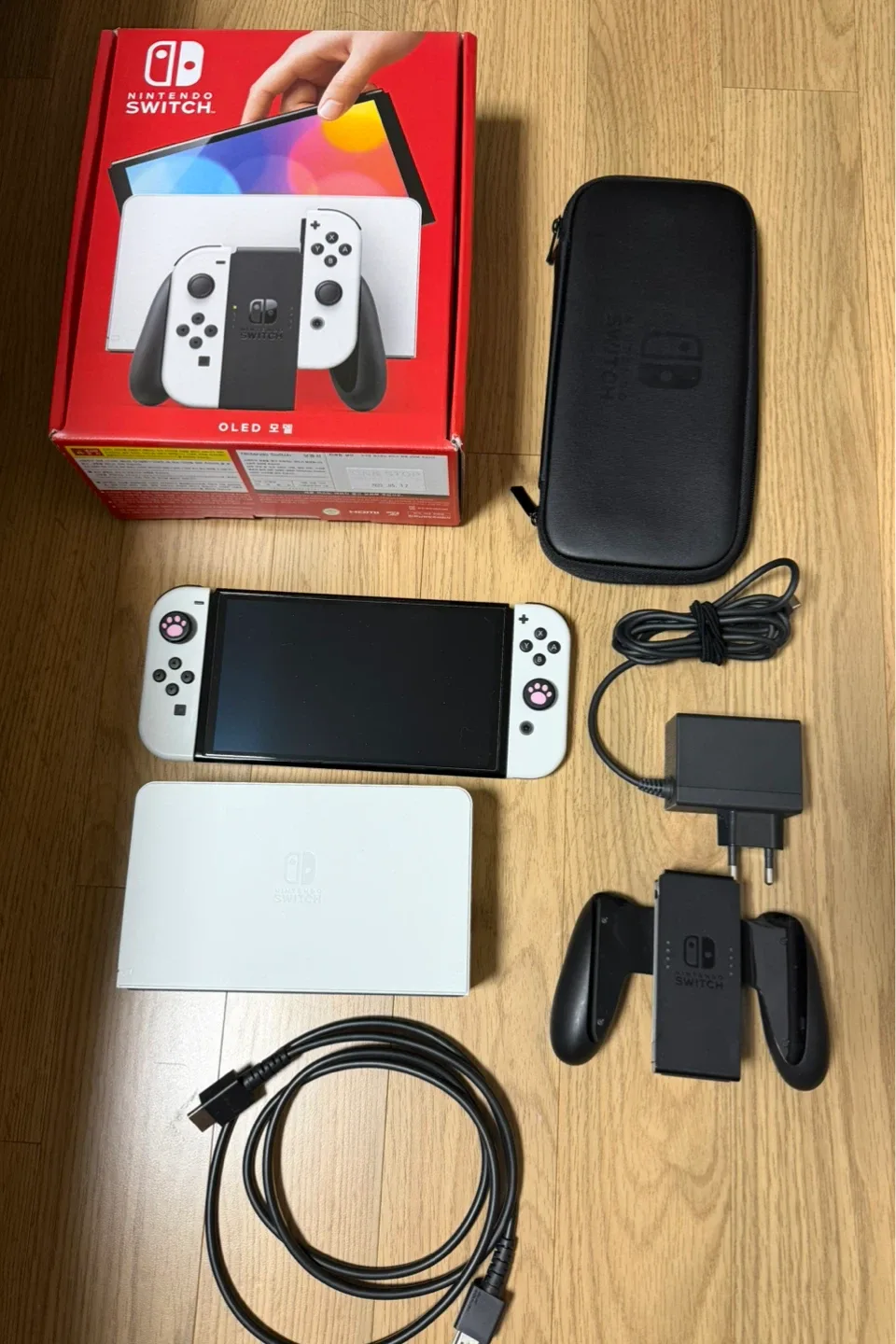 닌텐도 스위치 OLED 화이트 풀박스+정품 케이스+바이올렛 칩