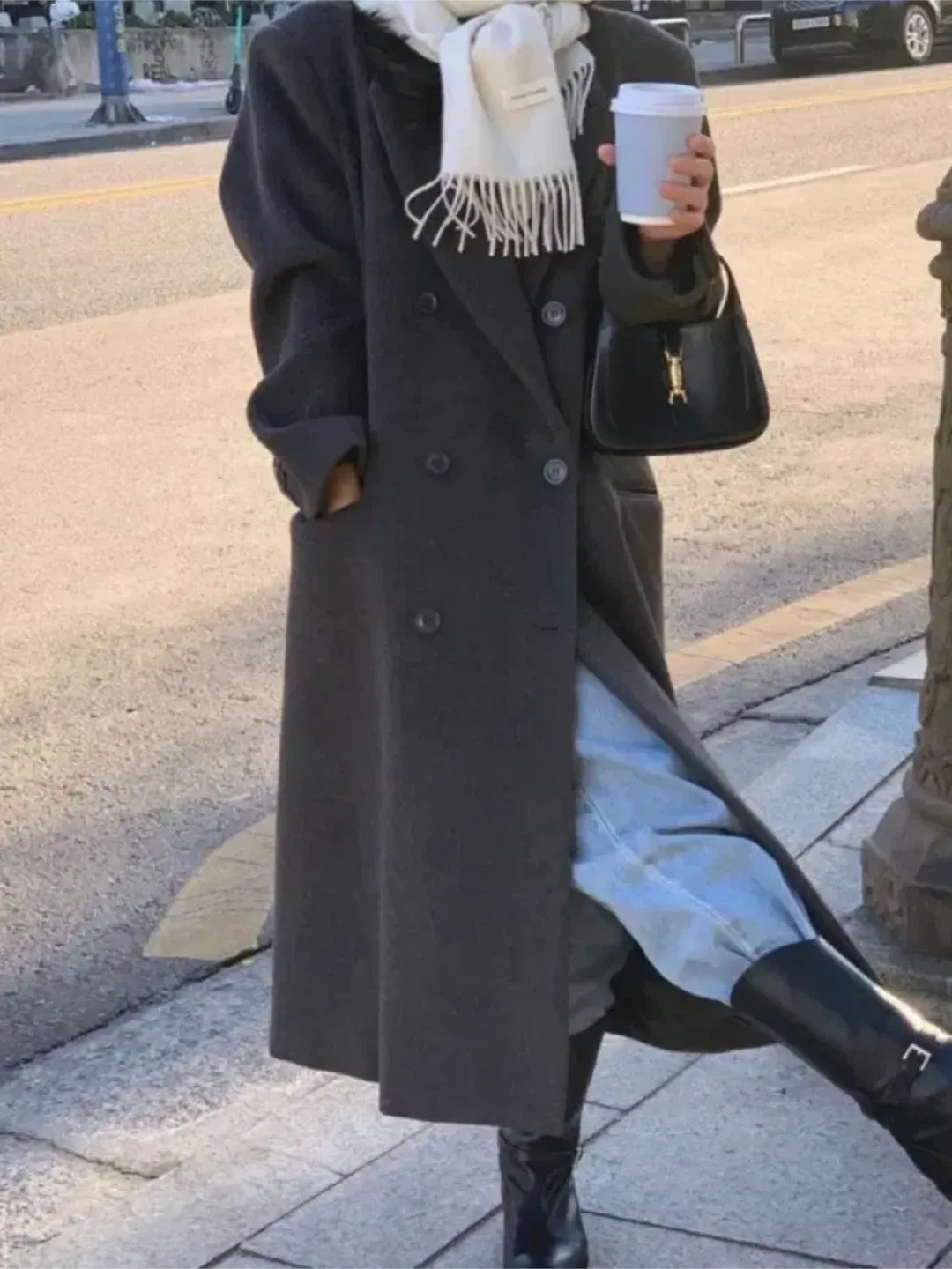 위드아웃썸머 롱코트 차콜