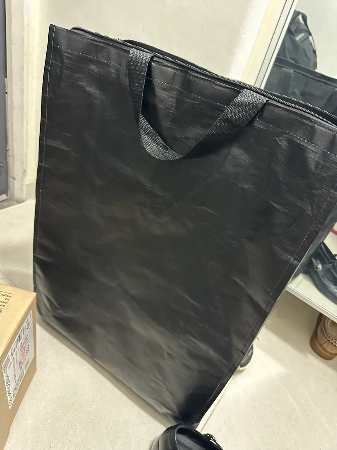 검정색 바퀴 달린 토트백 타포린백 접이식