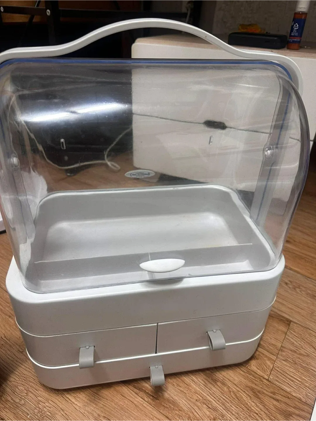 화이트 서랍형 뚜껑 화장품 정리함