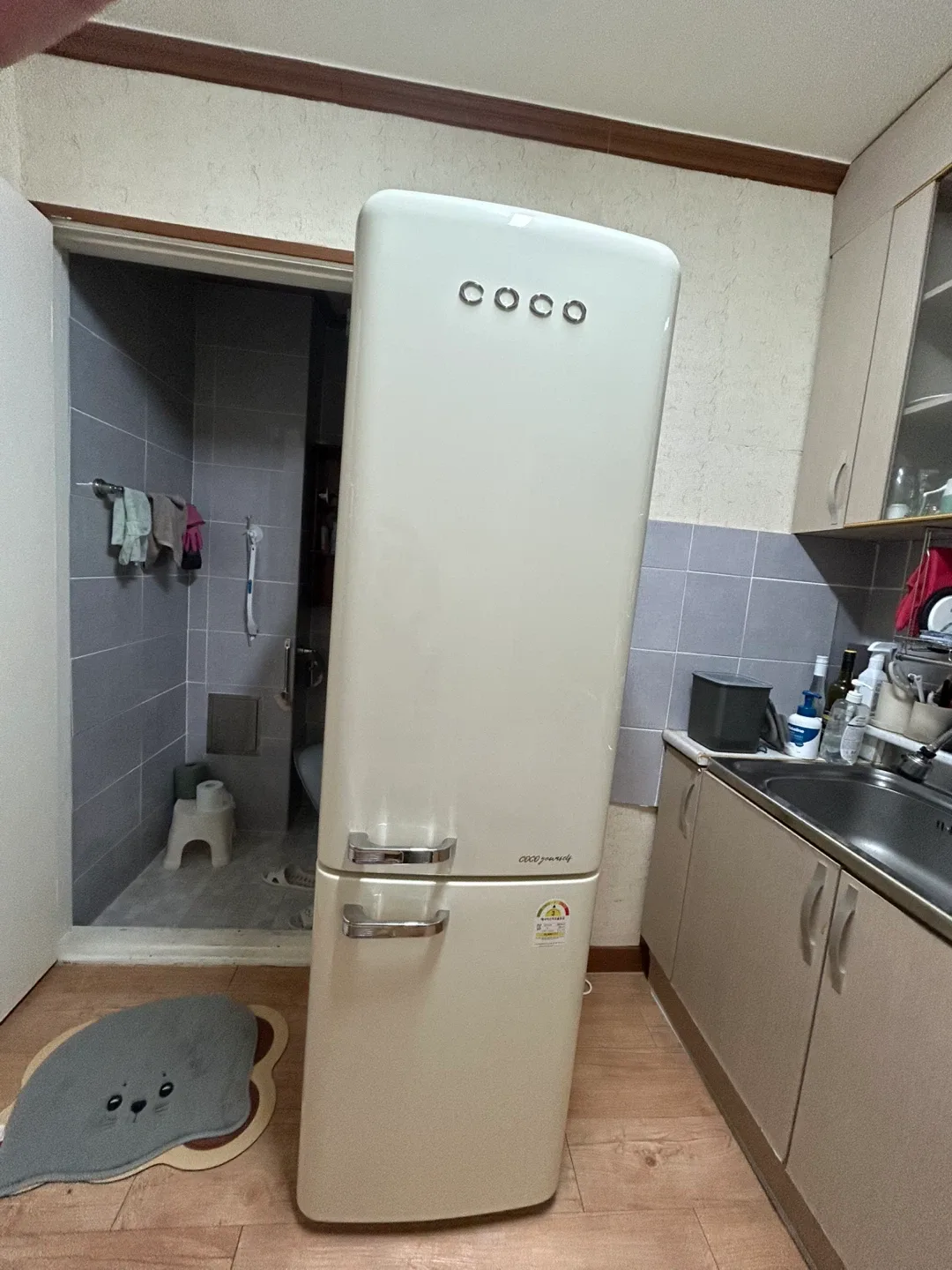 코코일렉 영 레트로 냉장고 250L 아이보리+엘지 트롬 세탁기