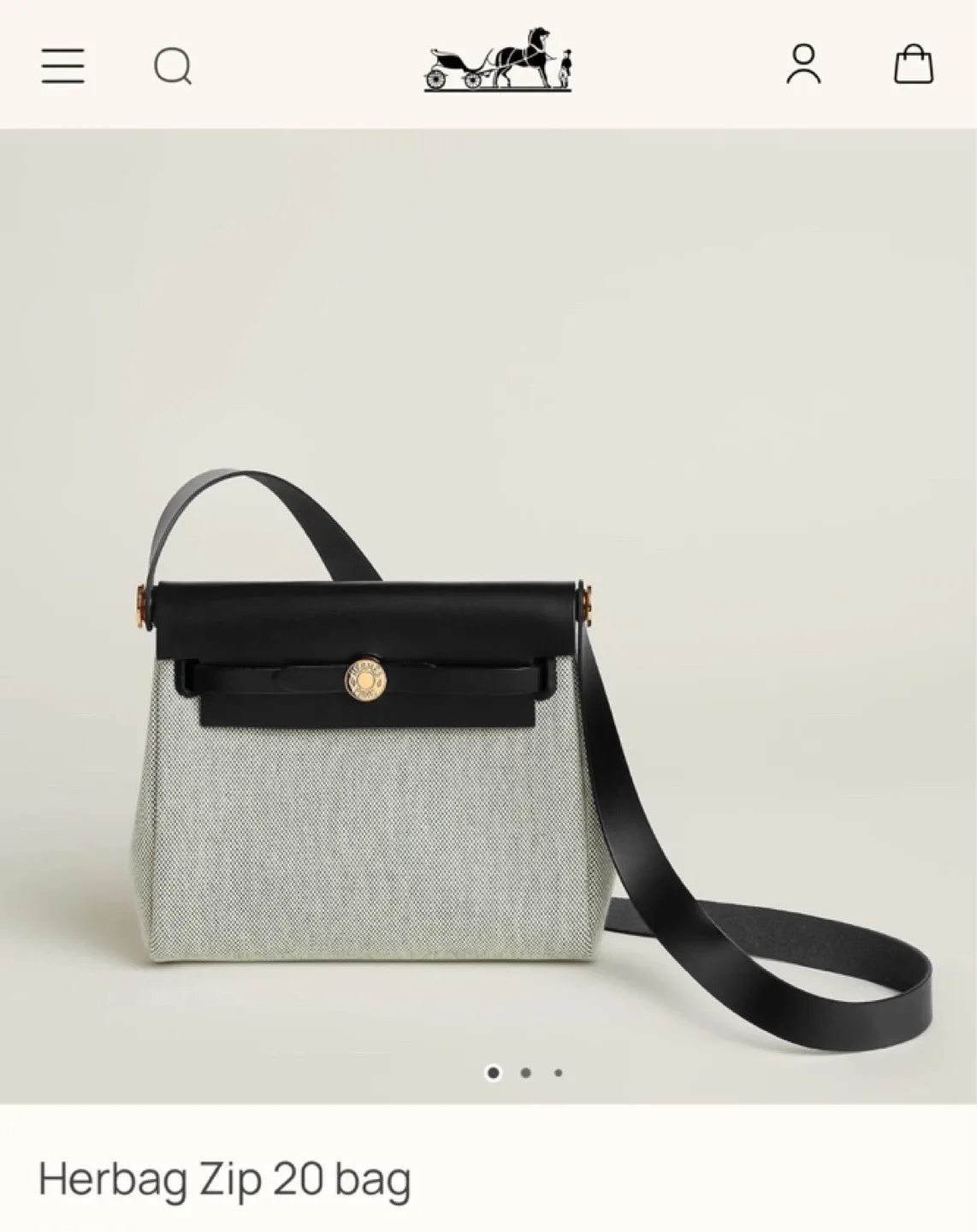 에르메스 미니에르백 Zip 20 에크루/누아